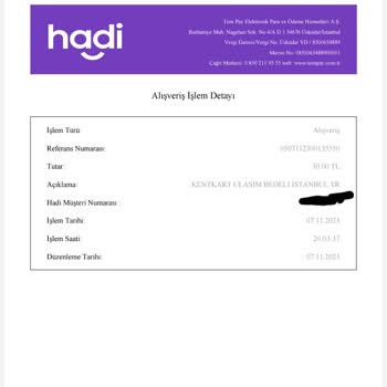 Kent Kart Para İadesi Talep Ediyorum