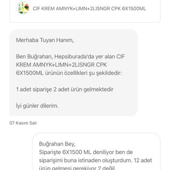Hepsiburada 6 Tane Cif Yerine 1 Tane Gönderilmesi