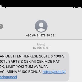 cutt.ly Cutt. Ly Bilinmeyen Numaraların Attığı İstenmeyen Bahis Mesajları