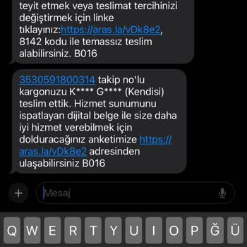 Aras Kargo Siparişimi Benim Adıma Başka Bir Şahısa Teslim Etmiş.