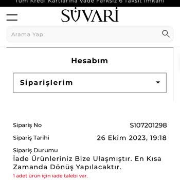 Süvari Giyim İade İşlemi Gerçekleştirilmiyor