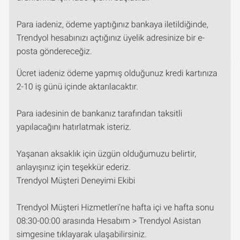 Trendyol'dan Ürün Satın Aldım Ürün Bana Gelmedi Param İade Edilmedi.
