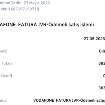Vodafone Ödenen Faturaya İcra