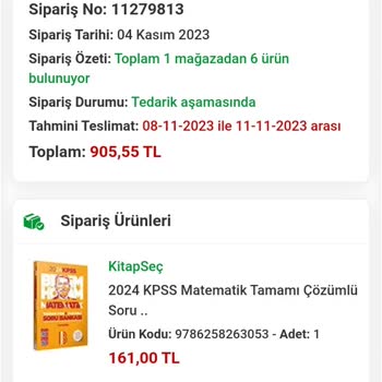 Kitap Seç Siparişim Kargoya Verilmemiş