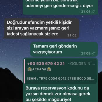 Golden Turizm Golden Night Turizm Paramı İade Etmiyor