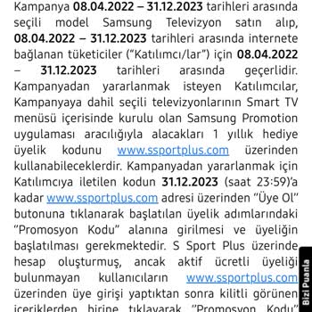 Samsung Ücretsiz S Port Plus Üyeliği Kodunu Vermiyor.