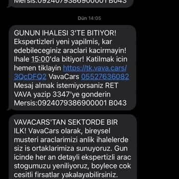Vavacars İstenmeyen Mesaj Rahatsız Edici Mesajlar