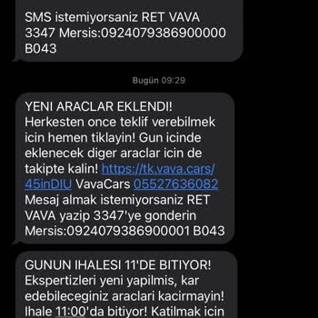 Vavacars İstenmeyen Mesaj Rahatsız Edici Mesajlar