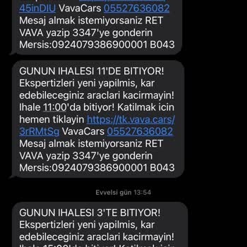 Vavacars İstenmeyen Mesaj Rahatsız Edici Mesajlar