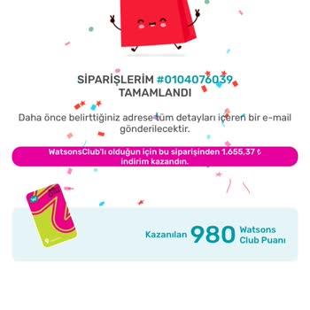 Watsons Bilgim Dışında Siparişim İptal Edildi
