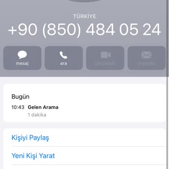 0850 484 05 24 Numaralı Telefon Numarasının Kötü Niyetli Araması