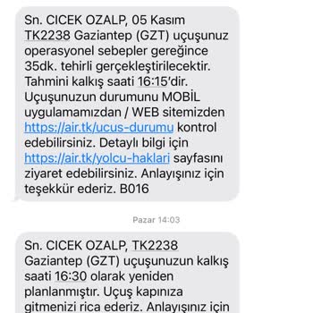 THK Tehirli Uçuş Sorunu