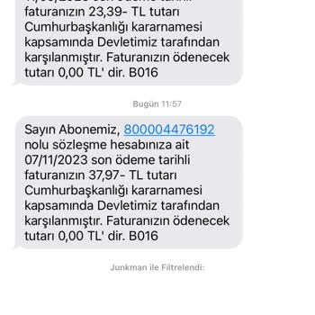 Aksa Gaz Spam Mesaj, İptal Edilmesini İstiyorum