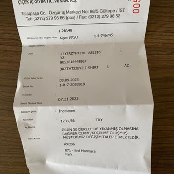 Marmara Park Brandy's Mağazası Armani T-shirt Değişimi Hakkında