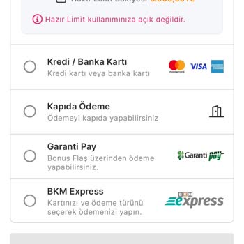 MoneyPay Hazır Limit Kullanılmaması