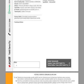 Arçelik Kendi Ayıbının Bedelini Müşterisine Ödetiyor.