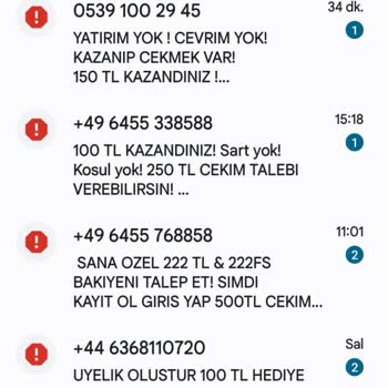 Vodafone Yurt Dışından Gelen Bahis SMS'leri