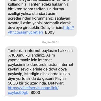 Vodafone Hızlı Tükenen İnternet Paketi