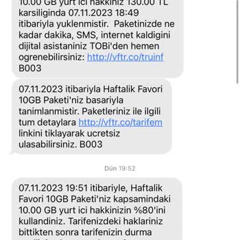 Vodafone Hızlı Tükenen İnternet Paketi