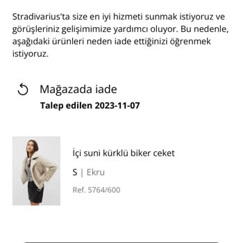 Stradivarius İade Etmediğim Ürünün İade Edildi Olarak Gösterilmesi