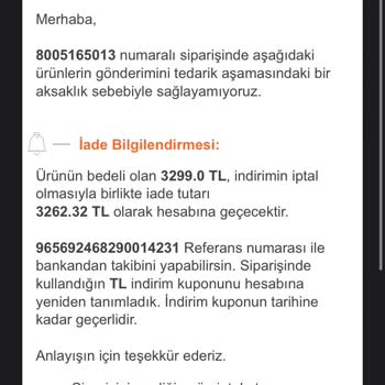 İdefix İptal Olan Sipariş