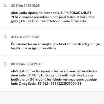 Cepte Şok Market Siparişim Gelmedi