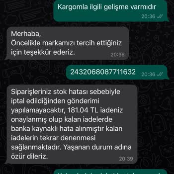 Ecrou Hilltown Mağaza Sipariş İptali