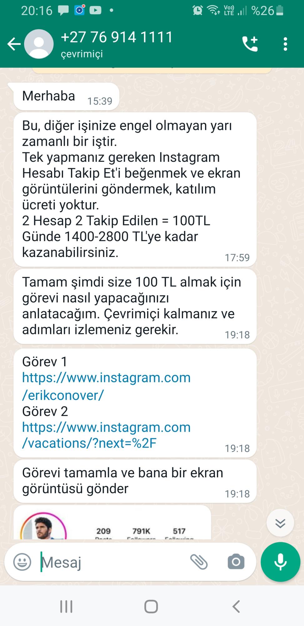 WhatsApp Yabancı Numaradan Gelen Mesaj Şikayeti - Şikayetvar