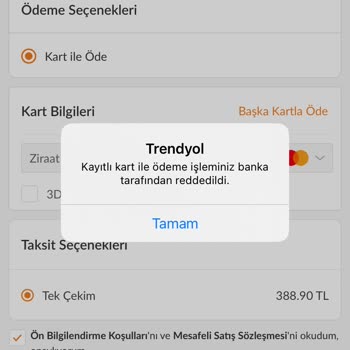 Ziraat Bankası İnternet Bankacılığı (ödeme Reddi)