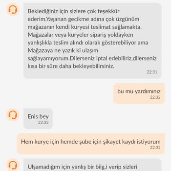 KFC Geç Gönderim Ve Teslim Edilmeyen Sipariş