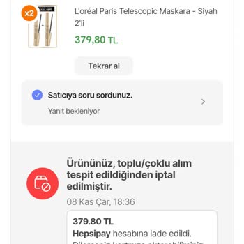 Loreal Paris Haksız Yere İade