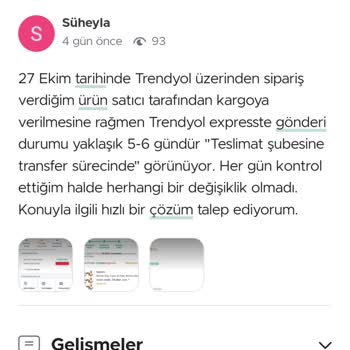 Trendyol Express Tarafından Üç Haftadır Teslim Edilmeyen Kargo