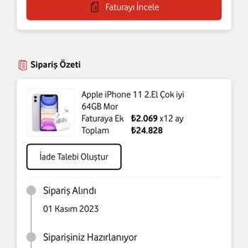 Vodafone Faturaya Ek Aldığım Cihazım Gelmedi