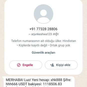 Usdtrrf.com Yabancı Numaradan Bana Ait Olmayan Hesap Bilgileri Paylaşımı