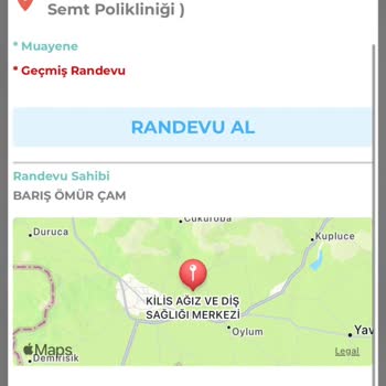 MHRS (Merkezi Hekim Randevu Sistemi) Kilis Diş Hekimliği Randevu Uygulamasında Yanlış Konum Yönlendirmesi