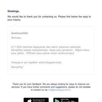 MoneyPay'den Paramı Çekemiyorum