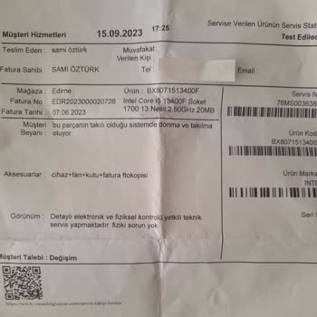 Vatan Bilgisayar Servisindeki İşlemcim Serviste 2 Aydır Bekletiliyor