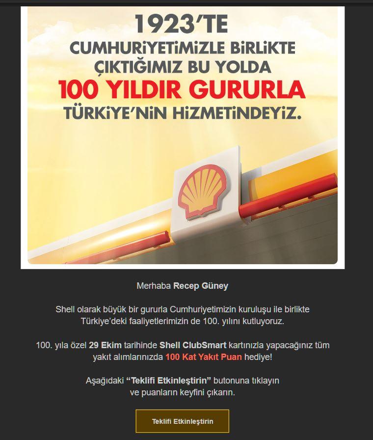 Shell 100. Yıla Özel 100 Kat Yakıt Puan Kampanya Puanını Yüklemiyor