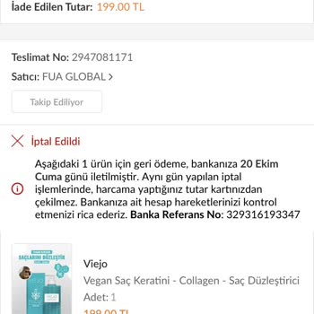 Ziraat Bankası Sipariş İptal Ücreti İade