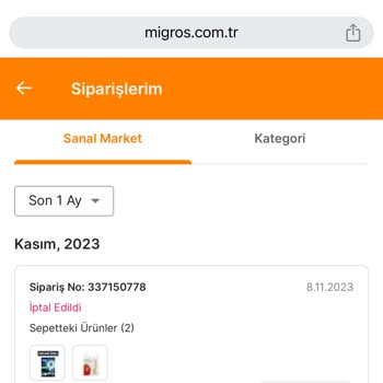 Migros Sanal Market Ürün Teslimatı