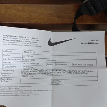 Nike Ayakkabı 2 Ayda Yırtıldı