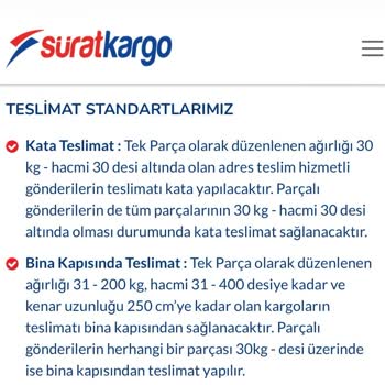 Sürat Kargo Kata Kadar Teslim Yapılmaması