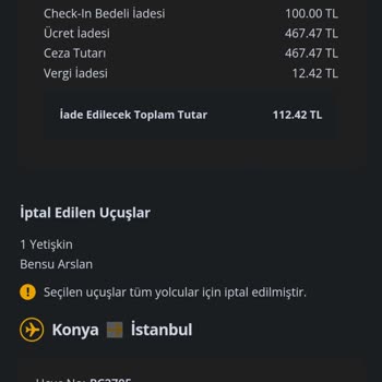 Pegasus Uçak Biletinin İptali İçin 500 Lira Ödedim