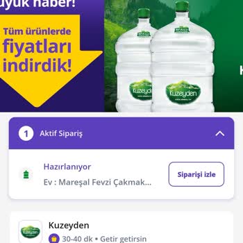 3 Saatte Gelmeyen Getir Kuzeyden Su