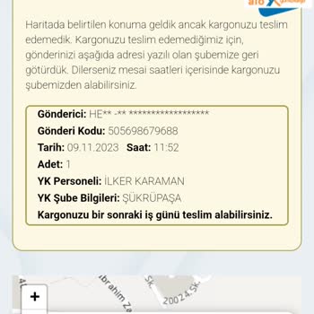 Yurtiçi Kargo'nun Kargoyu Teslim Etmemesi