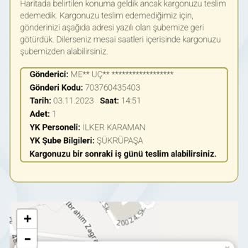 Yurtiçi Kargo'nun Kargoyu Teslim Etmemesi