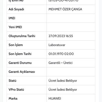 Huawei Ücret İadesi Yapmıyor