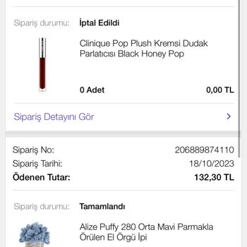 N11 Clinique Satıcısından Aldığım Pop Blush Dudak Parlatıcısı İptal Edildi