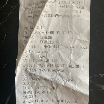 Marmaray Arıza Fişi İade Talebi