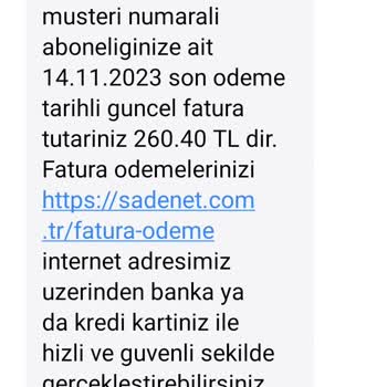Sadenet İnternet İptali, 260.40 TL Faturanın İptali